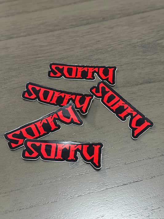 Sorry Sticker Red Sorry